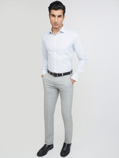 Park Avenue Grey Stripe Slim Fit Full Sleeve Cotton Blend Shirt