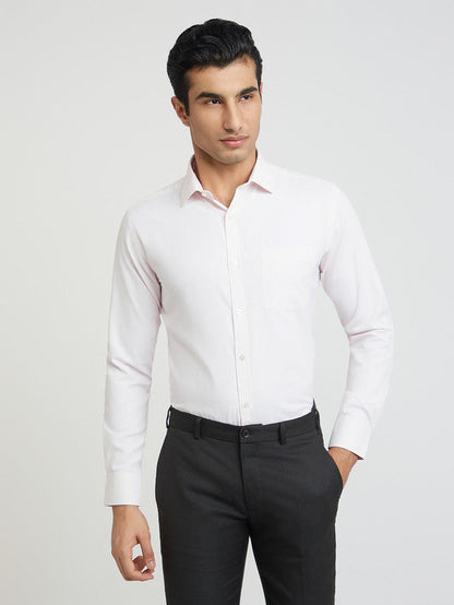 Park Avenue Red Stripe Slim Fit Cotton Blend Formal Shirt
