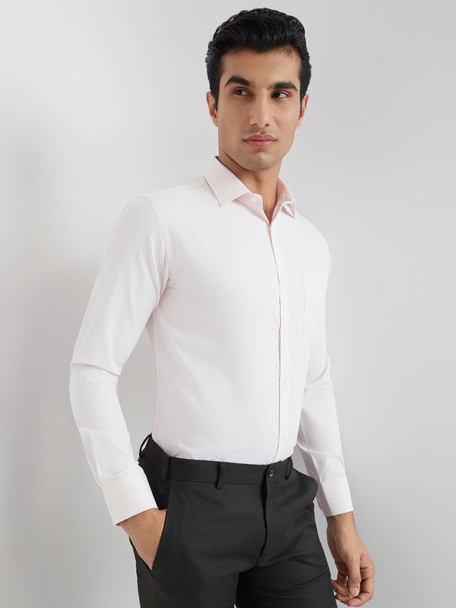 Park Avenue Red Stripe Slim Fit Cotton Blend Formal Shirt