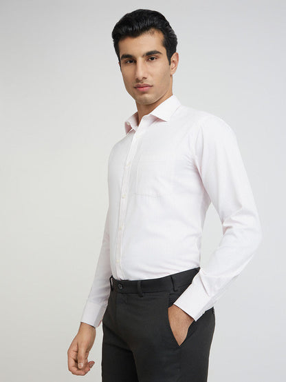 Park Avenue Red Stripe Slim Fit Cotton Blend Formal Shirt