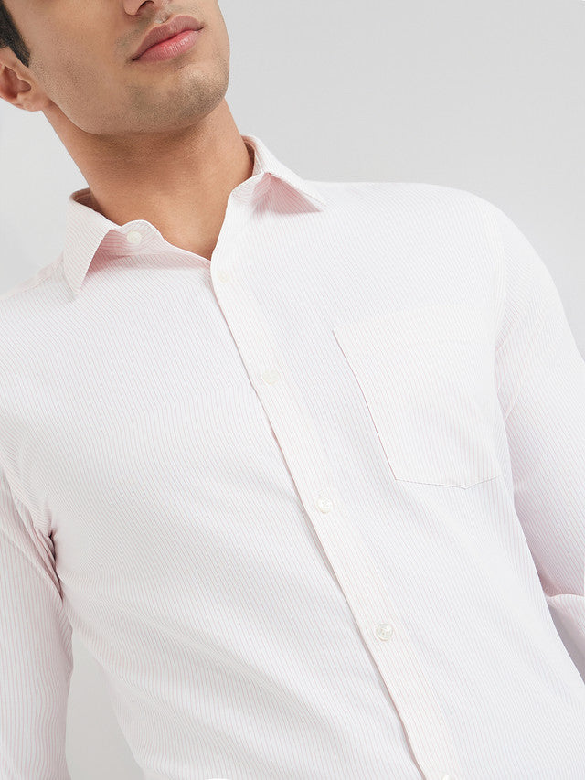 Park Avenue Red Stripe Slim Fit Cotton Blend Formal Shirt