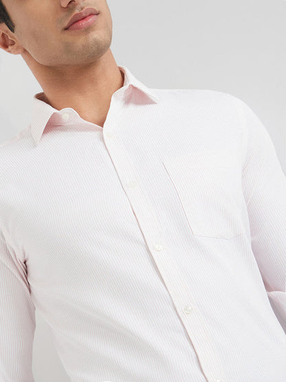 Park Avenue Red Stripe Slim Fit Cotton Blend Formal Shirt