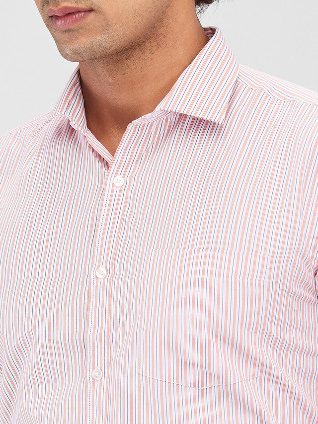 Park Avenue Orange Stripe Slim Fit Cotton Blend Formal Shirt