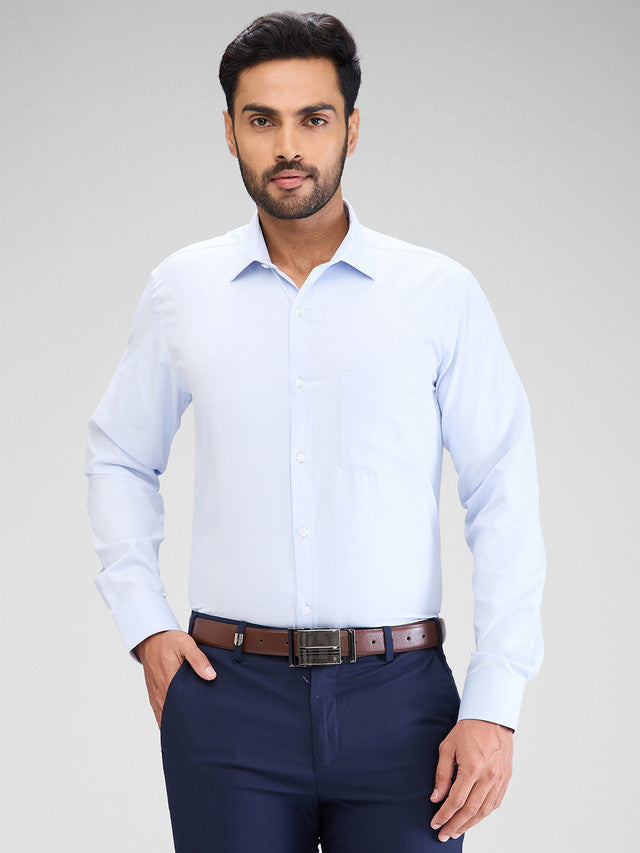 Park Avenue Blue Structure Slim Fit Cotton Blend Formal Shirt