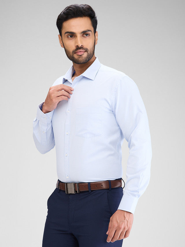 Park Avenue Blue Structure Slim Fit Cotton Blend Formal Shirt