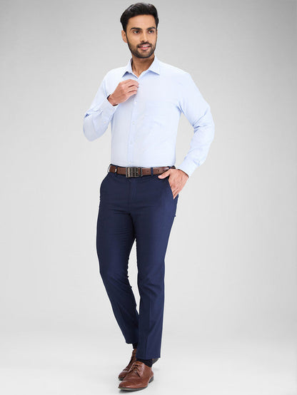 Park Avenue Blue Structure Slim Fit Cotton Blend Formal Shirt