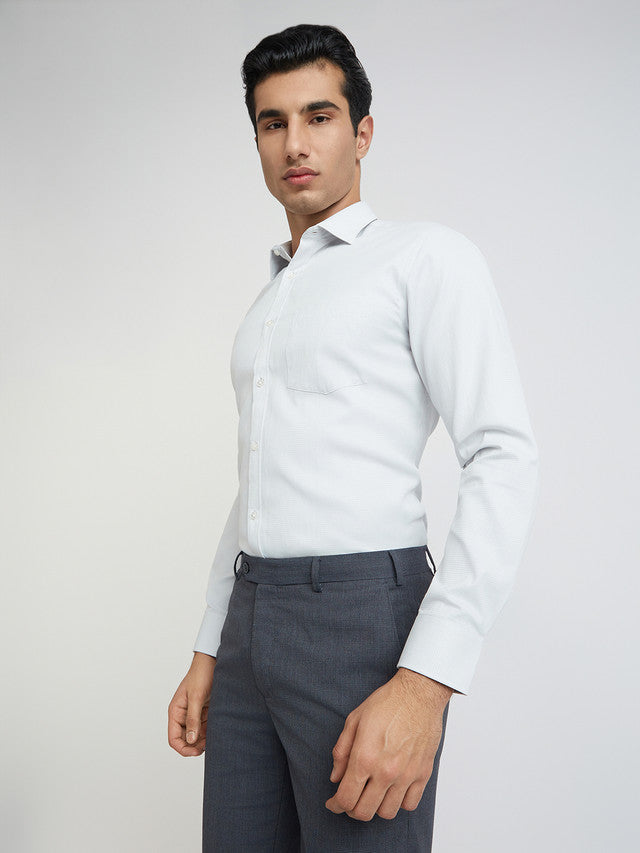 Park Avenue Grey Structure Slim Fit Cotton Blend Formal Shirt
