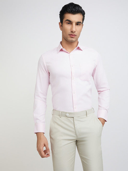 Park Avenue Men Pink Structured Slim Fit Cotton Blend Formal Shirt