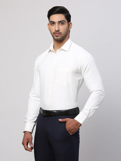 Park Avenue White Structure Slim Fit Cotton Blend Formal Shirt