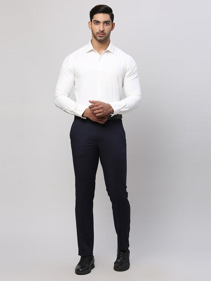 Park Avenue White Structure Slim Fit Cotton Blend Formal Shirt