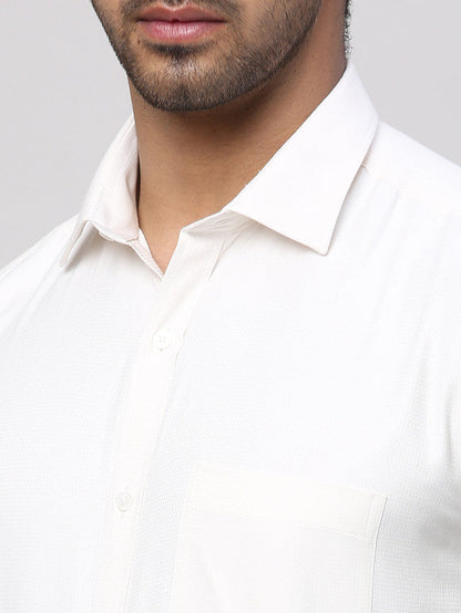 Park Avenue White Structure Slim Fit Cotton Blend Formal Shirt