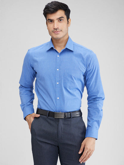 Park Avenue Blue Structure Slim Fit Full Sleeve Cotton Shirt