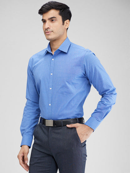 Park Avenue Blue Structure Slim Fit Full Sleeve Cotton Shirt