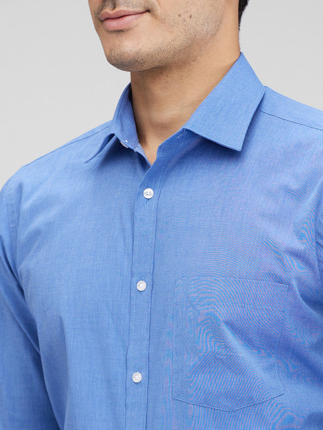 Park Avenue Blue Structure Slim Fit Full Sleeve Cotton Shirt