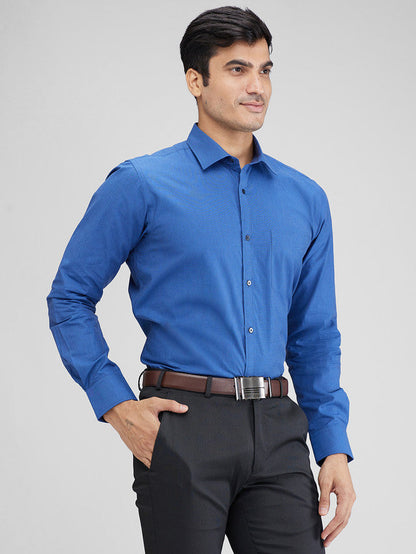 Park Avenue Blue Structure Slim Fit Full Sleeve Cotton Shirt