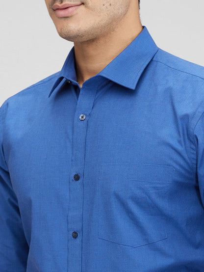 Park Avenue Blue Structure Slim Fit Full Sleeve Cotton Shirt