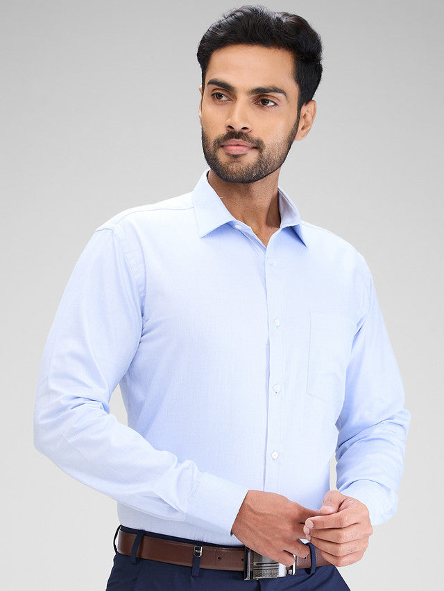 Park Avenue Blue Structure Slim Fit Cotton Formal Shirt