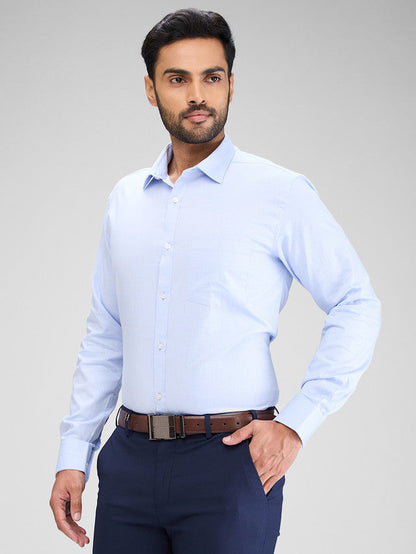 Park Avenue Blue Structure Slim Fit Cotton Formal Shirt
