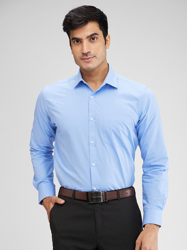 Park Avenue Blue Structure Slim Fit Cotton Formal Shirt