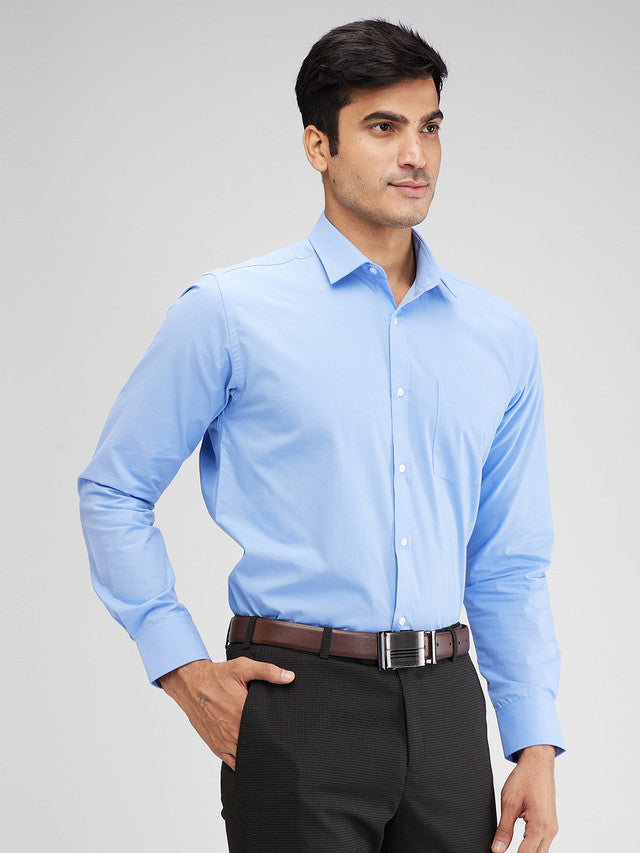 Park Avenue Blue Structure Slim Fit Cotton Formal Shirt