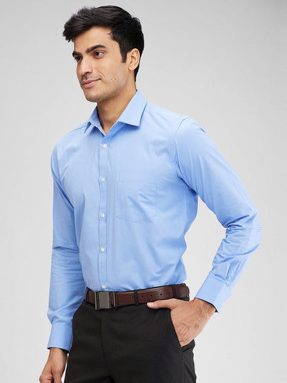 Park Avenue Blue Structure Slim Fit Cotton Formal Shirt