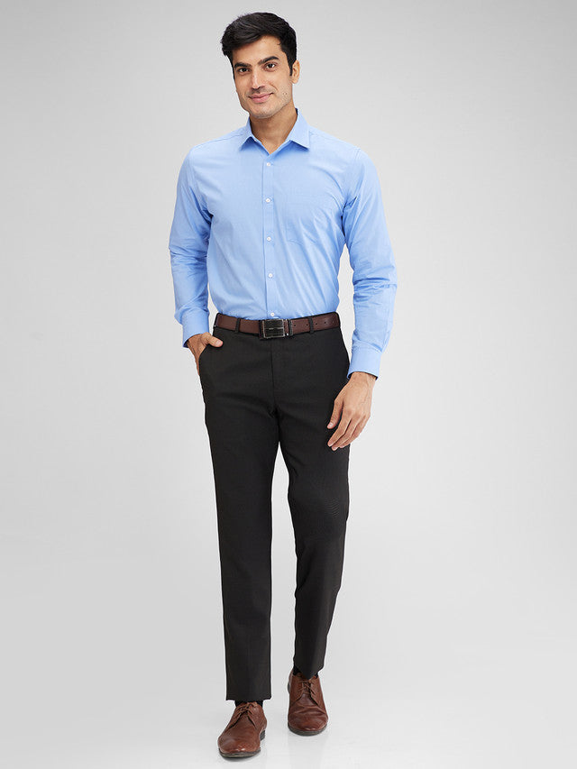 Park Avenue Blue Structure Slim Fit Cotton Formal Shirt