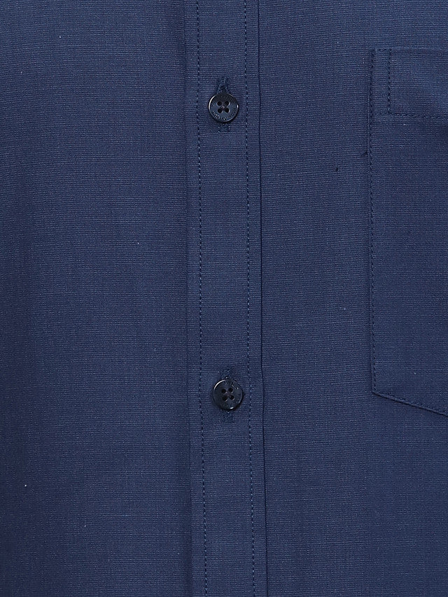 Park Avenue Blue Structure Slim Fit Full Sleeve Cotton Shirt