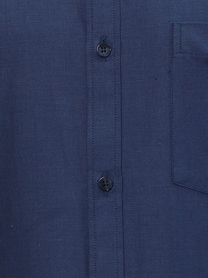 Park Avenue Blue Structure Slim Fit Full Sleeve Cotton Shirt
