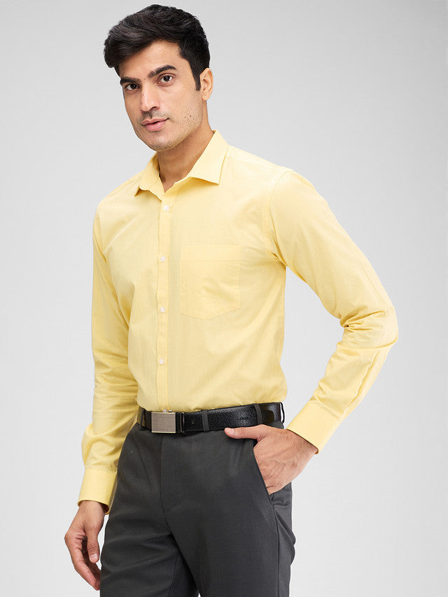 Park Avenue Yellow Structure Slim Fit Cotton Formal Shirt