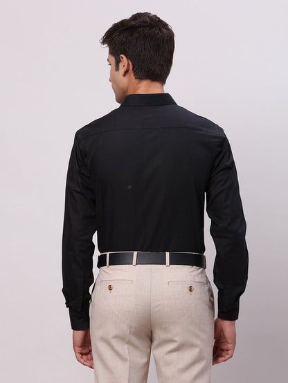 Park Avenue Black Structure Slim Fit Full Sleeve Cotton Shirt