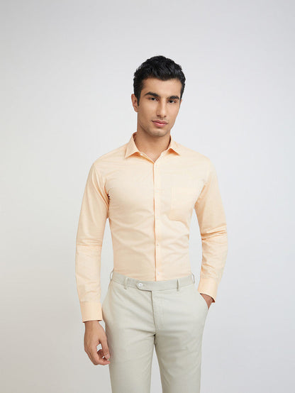 Park Avenue Orange Solid Slim Fit Cotton Blend Formal Shirt