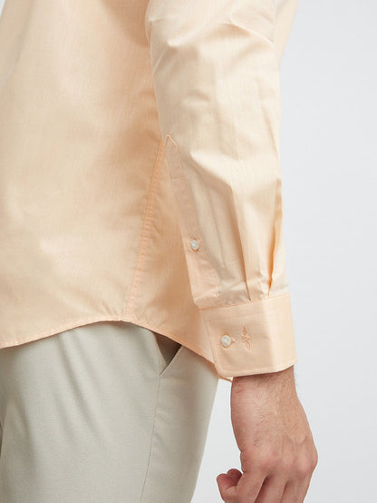 Park Avenue Orange Solid Slim Fit Cotton Blend Formal Shirt