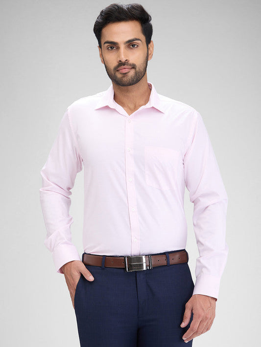 Park Avenue Pink Structure Slim Fit Full Sleeve Cotton Blend Shirt