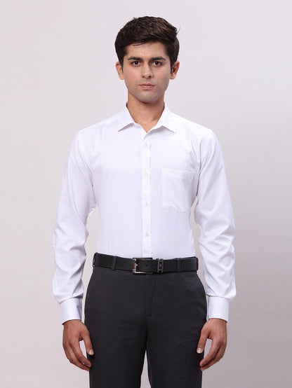 Park Avenue White Structure Slim Fit Cotton Blend Formal Shirt