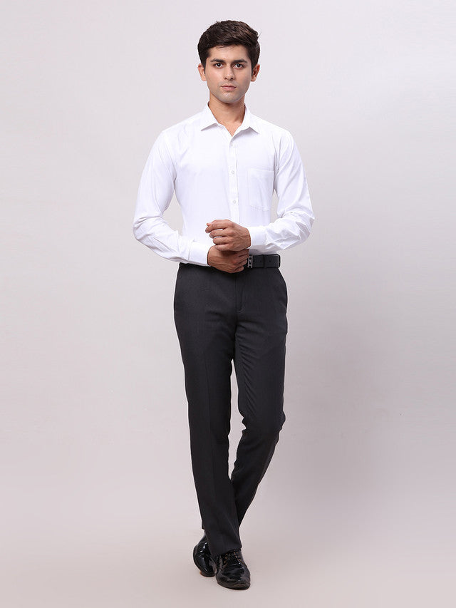 Park Avenue White Structure Slim Fit Cotton Blend Formal Shirt