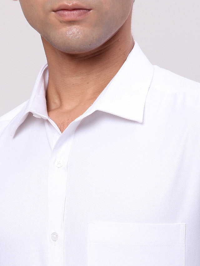 Park Avenue White Structure Slim Fit Cotton Blend Formal Shirt