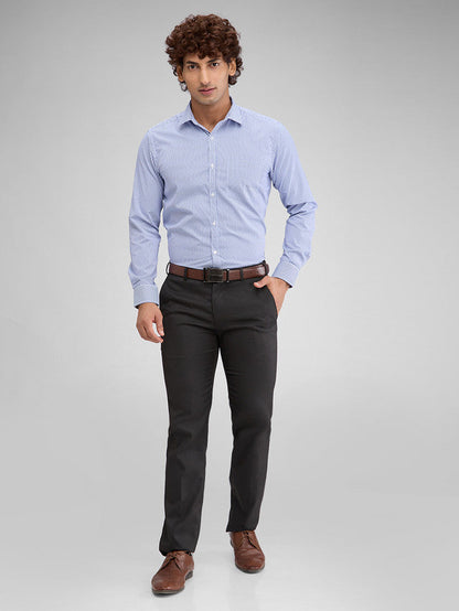 Park Avenue Blue Checks Slim Fit Full Sleeve Cotton Blend Shirt