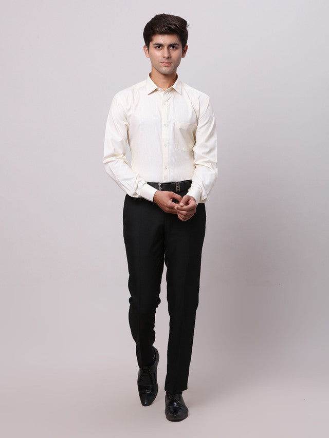Park Avenue Yellow Structure Slim Fit Cotton Blend Formal Shirt
