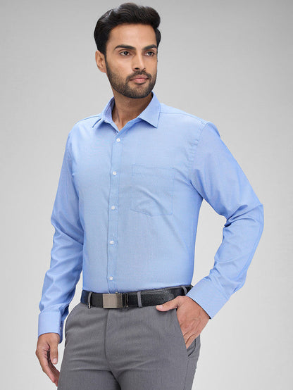 Park Avenue Blue Structure Slim Fit Full Sleeve Cotton Blend Shirt