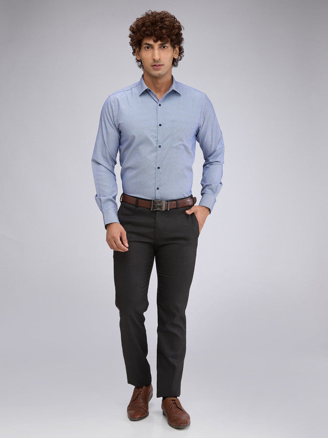 Park Avenue Blue Structure Slim Fit Full Sleeve Cotton Blend Shirt