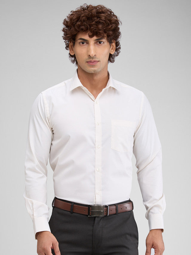 Park Avenue White Structure Slim Fit Full Sleeve Cotton Blend Shirt