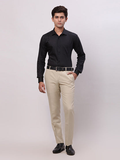 Park Avenue Black Structure Slim Fit Cotton Blend Formal Shirt