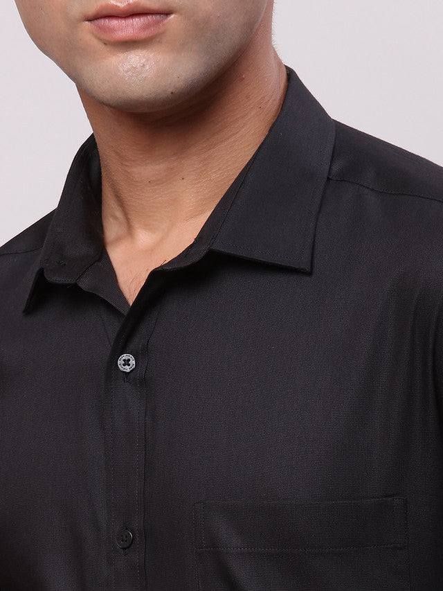 Park Avenue Black Structure Slim Fit Cotton Blend Formal Shirt