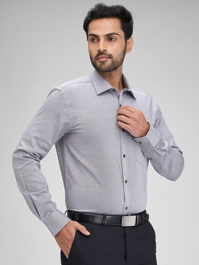 Park Avenue Grey Structure Slim Fit Full Sleeve Cotton Shirt