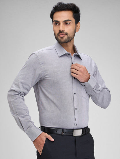 Park Avenue Grey Structure Slim Fit Full Sleeve Cotton Shirt