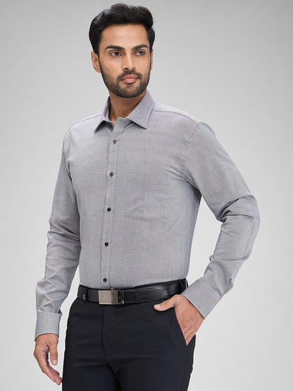 Park Avenue Grey Structure Slim Fit Full Sleeve Cotton Shirt