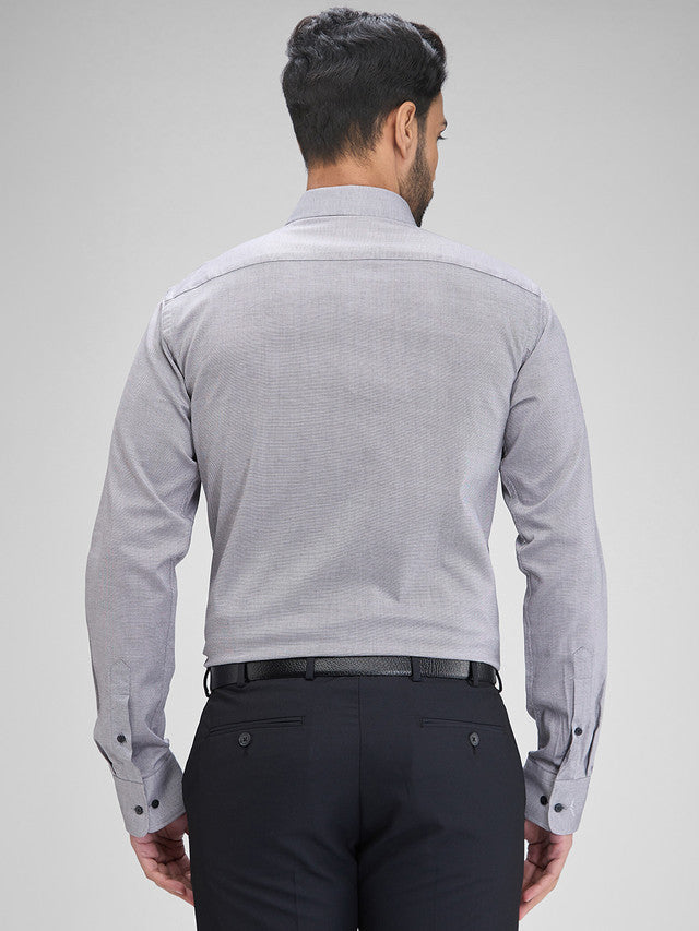 Park Avenue Grey Structure Slim Fit Full Sleeve Cotton Shirt