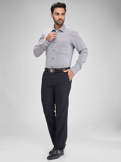 Park Avenue Grey Structure Slim Fit Full Sleeve Cotton Shirt