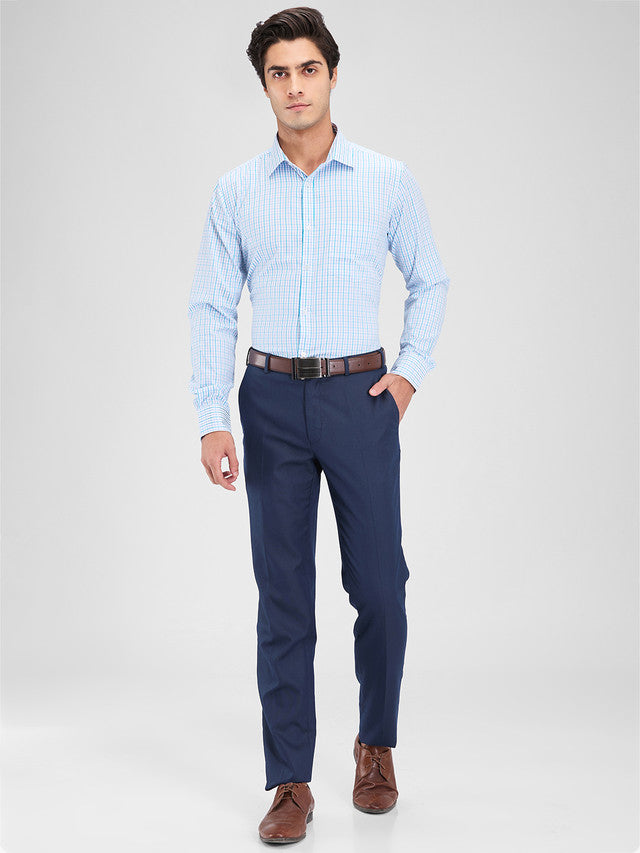 Park Avenue Green Checks Slim Fit Cotton Blend Formal Shirt