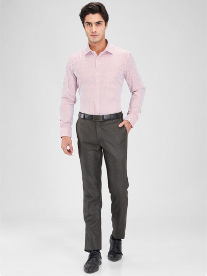 Park Avenue Red Stripe Slim Fit Cotton Blend Formal Shirt